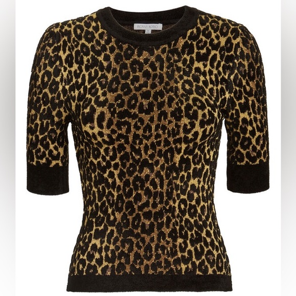 Ronny Kobo Collection Sweaters - Ronny Kobo leopard print short sleeve sweater